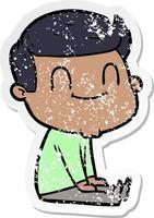 distressed sticker of a cartoon friendly man vector