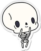 sticker cartoon kawaii cute dead skeleton vector