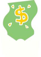 quirky hand drawn cartoon dollar in envelope vector