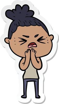 sticker of a cartoon angry woman