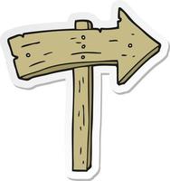 sticker of a cartoon wooden direction arrow vector