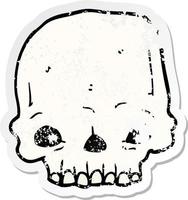 distressed sticker of a cartoon spooky skull vector