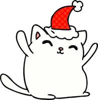 christmas cartoon of kawaii cat vector