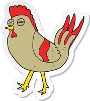 sticker of a cartoon chicken vector