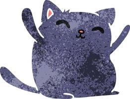retro cartoon of cute kawaii cat vector