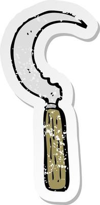 retro distressed sticker of a cartoon sickle