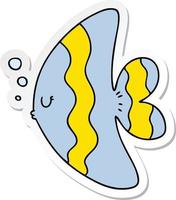 sticker of a quirky hand drawn cartoon fish vector