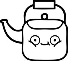 line drawing cartoon kettle vector