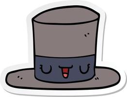 sticker of a cartoon top hat vector