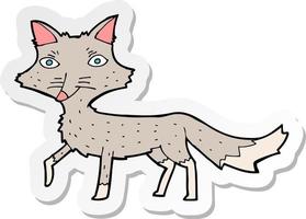 sticker of a cartoon little wolf vector