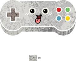 retro illustration style cartoon game controller vector