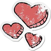 distressed sticker of a cartoon love hearts vector