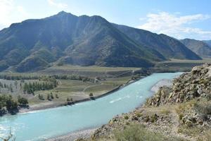 The nature of Altai. western Siberia. Blue Katun River photo