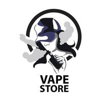 Vape store with silhouette design style vector