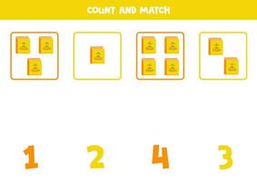 Counting game for kids. Count all autumn books and match with numbers. Worksheet for children. vector