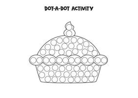 Dot a dot game for preschool kids. Cartoon sweet pie. vector