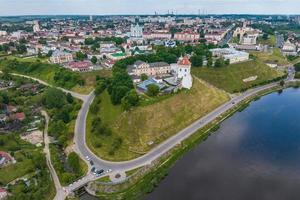 aerial panoramic view promenade overlooking the old city and historic buildings of medieval castle near wide river photo