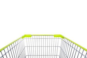 green shopping cart isolated on white background with clipping path photo