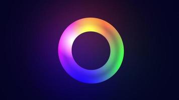 leuchtender Torus, Glühdisco, leuchtende Lampe, Neonparty, Power Shine Ring, ultraviolette Energie fluoreszierend, bunte Kreisbewegung, kreatives 3D, 3D-Illustration, 3D-Rendering, Aura-Strahl, kosmische Kurve video