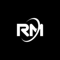 RM R M letter logo design. Initial letter RM linked circle uppercase monogram logo white color. RM logo, R M design. rm, r m vector