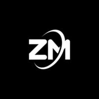 ZM Z M letter logo design. Initial letter ZM linked circle uppercase monogram logo white color. ZM logo, Z M design. zm, z m vector