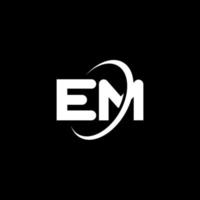 EM E M letter logo design. Initial letter EM linked circle uppercase monogram logo white color. EM logo, E M design. em, e m vector