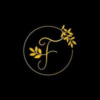 F letter logo design for fashion and beauty and spa company. F letter vector icon. F golden logo