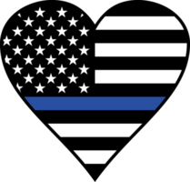 Thin Blue Line Flag Heart Illustration png