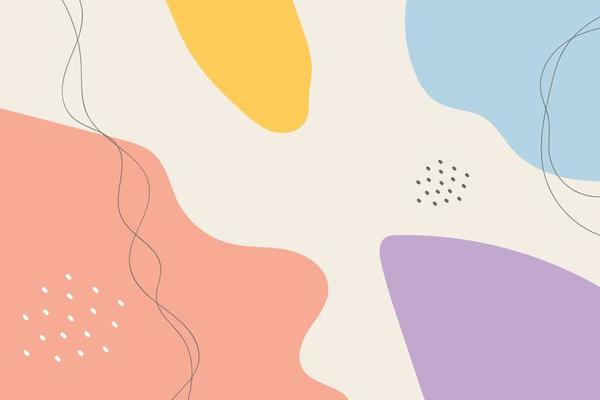 Abstract background. Hand drawing various shapes and doodle objects. Trendy modern contemporary vector illustration. Every background is isolated. Pastel color