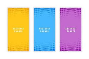 Abstract halftone style empty vertical banners set. Vector illustration