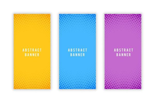 Abstract halftone style empty vertical banners set. Vector illustration