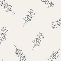 Seamless pattern of leaves and flowers. Background with hand drawn texture of leaves and flowers. Decorative nature background vector