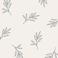 Seamless pattern of leaves and flowers. Background with hand drawn texture of leaves and flowers. Decorative nature background vector