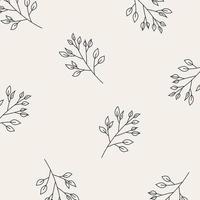 Seamless pattern of leaves and flowers. Background with hand drawn texture of leaves and flowers. Decorative nature background vector