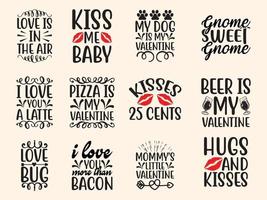 Set of valentine day t-shirt design vector