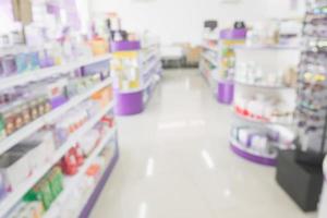 farmacia droguería tienda interior desenfoque de fondo foto