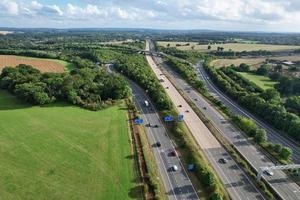 Aerial View of British Motorways With Fast Moving Traffic photo