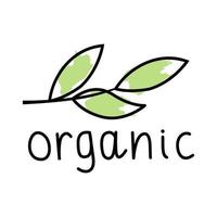 Green vector organic leaves icon in doodle style