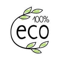 etiqueta de producto ecológico en estilo dibujado a mano vector