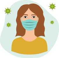 Girl in medical mask simple vector