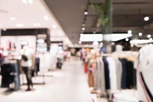 Abstract blur clothing boutique display interior of shopping mall background photo