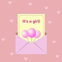 Vector pink background with heart and greating card