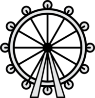 skizzieren Sie die Einfachheitszeichnung der Vorderansicht des Wahrzeichens des London Eye Wheel. png