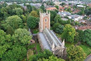 Beautiful High Angle View of St Albans Town Centre of England, Great Britain UK. Residential and downtown buildings image captured on 07th Sep 2022. Drone's point of view. photo