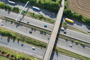 Aerial View of British Motorways With Fast Moving Traffic photo