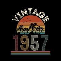 Diseño de camiseta retro vintage de 1957, vector, fondo negro vector