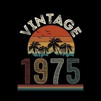 1975 vintage retro t shirt design, vector, black background vector