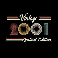 vector de diseño de camiseta de edición limitada retro vintage 2001
