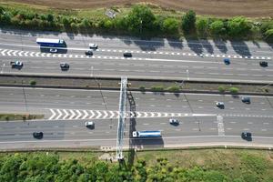 Aerial View of British Motorways With Fast Moving Traffic photo