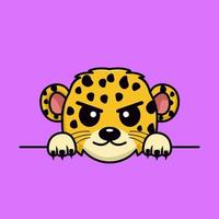 Vector illustration of cute cheetah and chibi animal